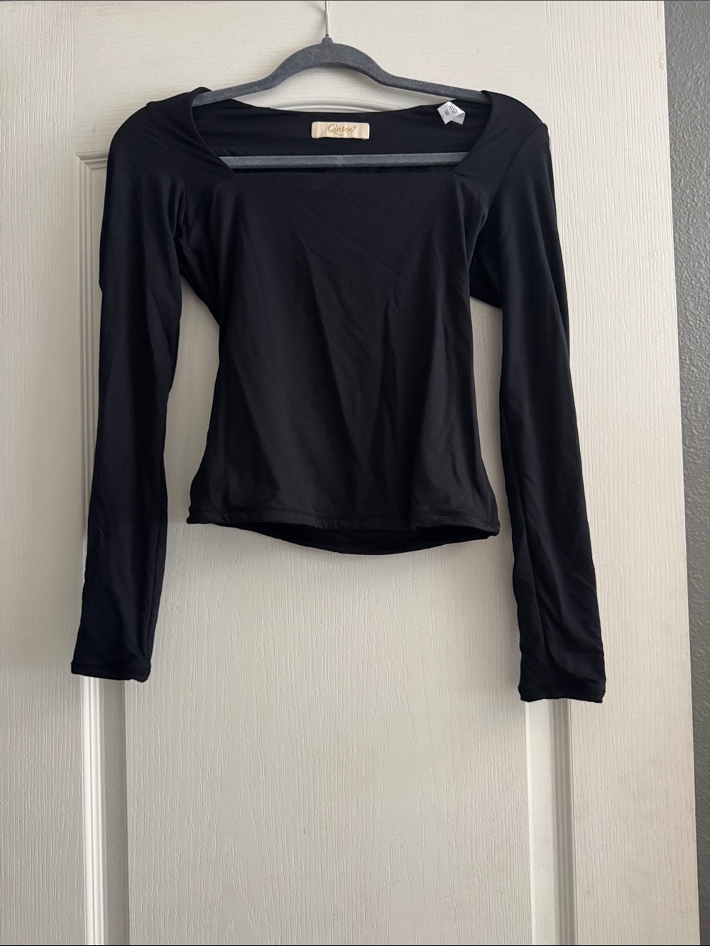 Square-Neck Black Long-Sleeve Top by Free People
